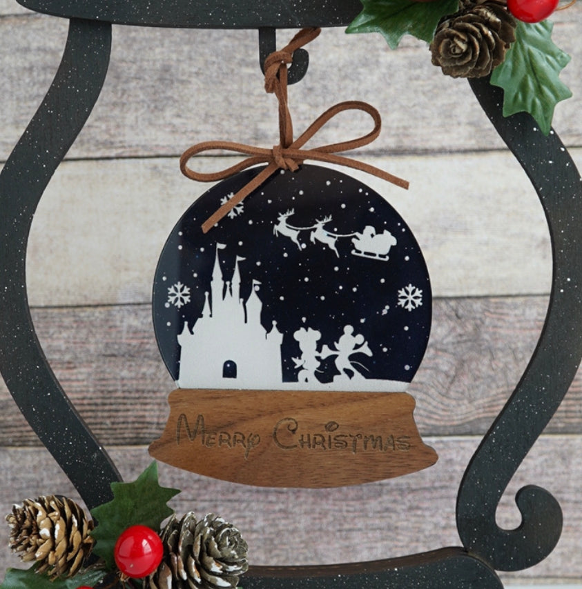 Let it Snow Snow-globe Christmas Ornament - Wooden Acrylic Ornament